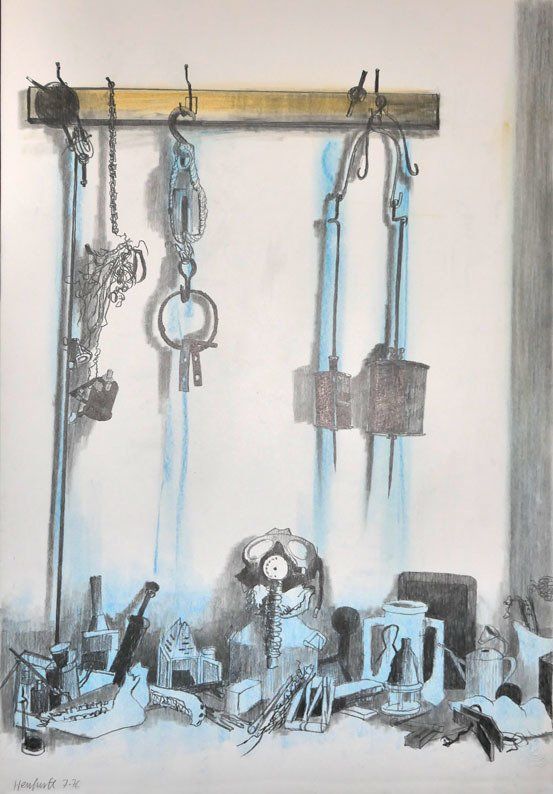 Karl-Heinz Herrfurth, Zeichnungen
Stillleben, vor allem Werkzeuge und Alltagsgegenstände aus Griechenland, 1976-82