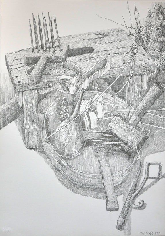 Karl-Heinz Herrfurth, Zeichnungen
Stillleben, vor allem Werkzeuge und Alltagsgegenstände aus Griechenland, 1976-82