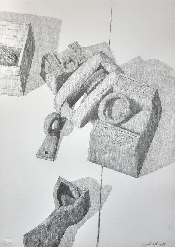 Karl-Heinz Herrfurth, Zeichnungen
Stillleben, vor allem Werkzeuge und Alltagsgegenstände aus Griechenland, 1976-82