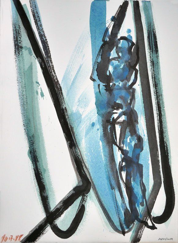 Karl-Heinz Herrfurth, Hommage an Bacon, 1988, Zeichentusche und Beize auf Büttenpapier, 38 x 28 cm