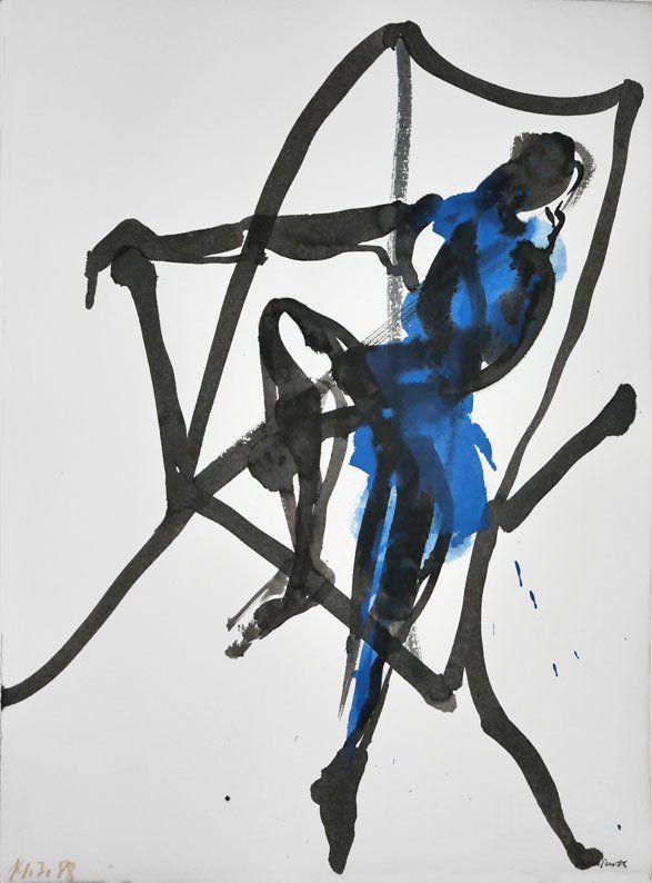 Karl-Heinz Herrfurth, Hommage an Bacon, 1988, Zeichentusche und Beize auf Büttenpapier, 38 x 28 cm