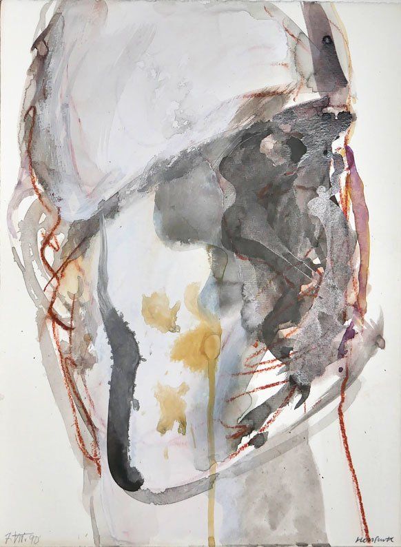 Karl-Heinz Herrfurth, 1990, Mischtechnik auf Papier, Köpfe