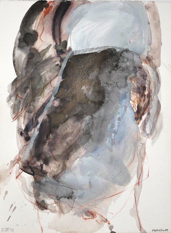 Karl-Heinz Herrfurth, 1990, Mischtechnik auf Papier, Köpfe