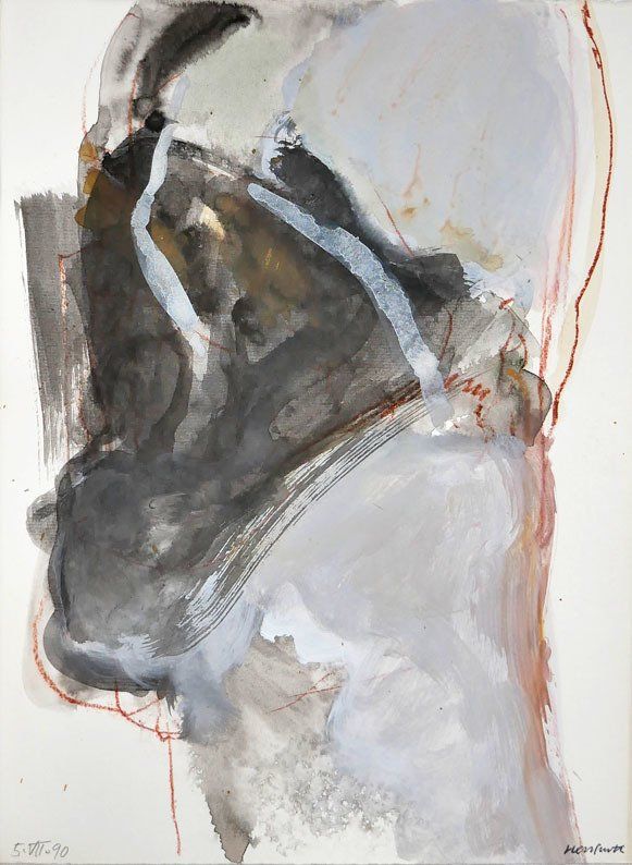 Karl-Heinz Herrfurth, 1990, Mischtechnik auf Papier, Köpfe