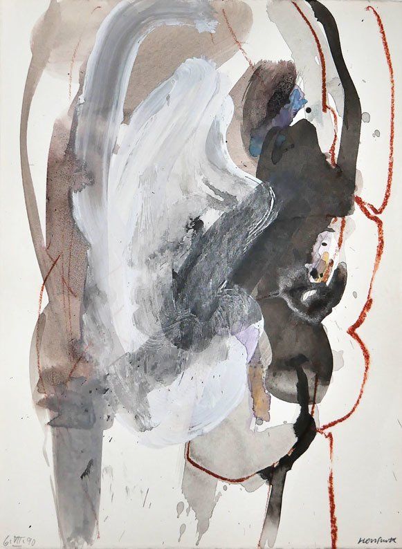 Karl-Heinz Herrfurth, 1990, Mischtechnik auf Papier, Köpfe