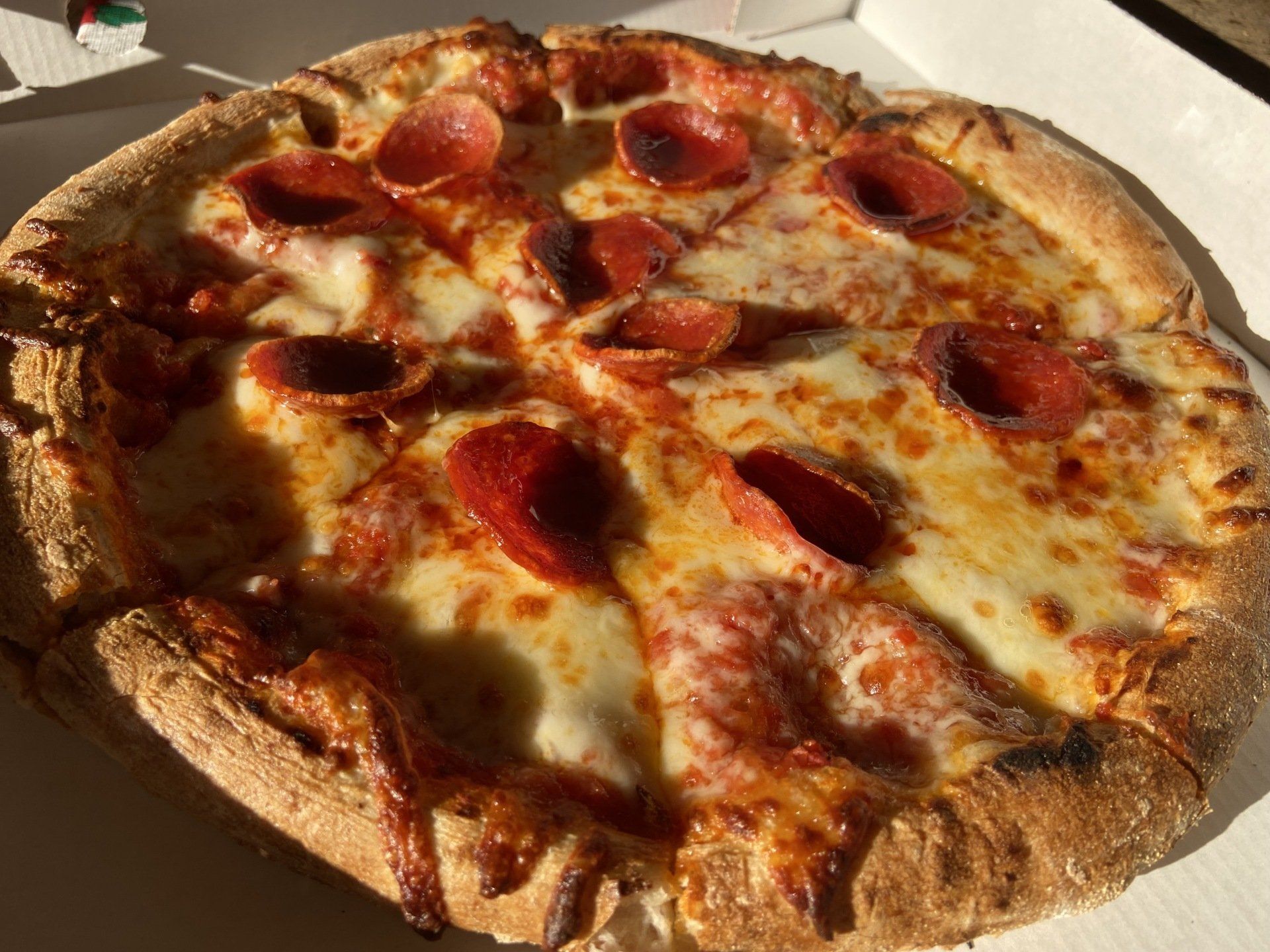 Our onsite pizzas, Available options; Margherita, Pepperoni, Hawaiian or American Hot , Veg Delight and Veg Delight Hot, 12