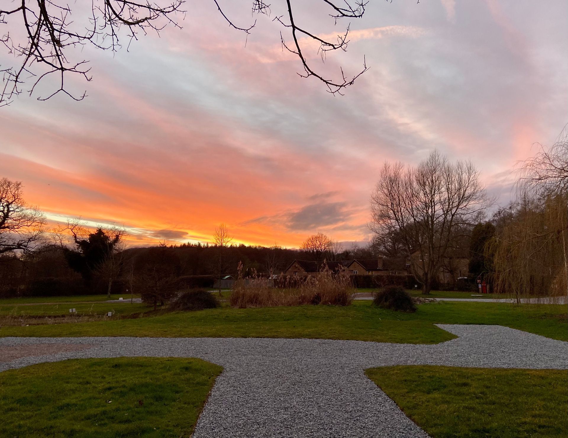 Another beautiful sunset on our Meadow Brook field. Hardstanding or grass pitches available.