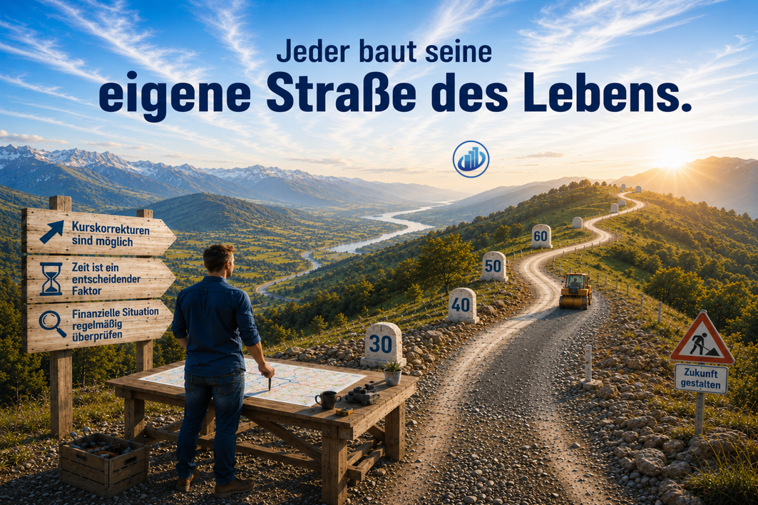 Straße des Lebens mit zwei unterschiedlichen finanziellen Wegen – Konsum und steigender Lebensstanda