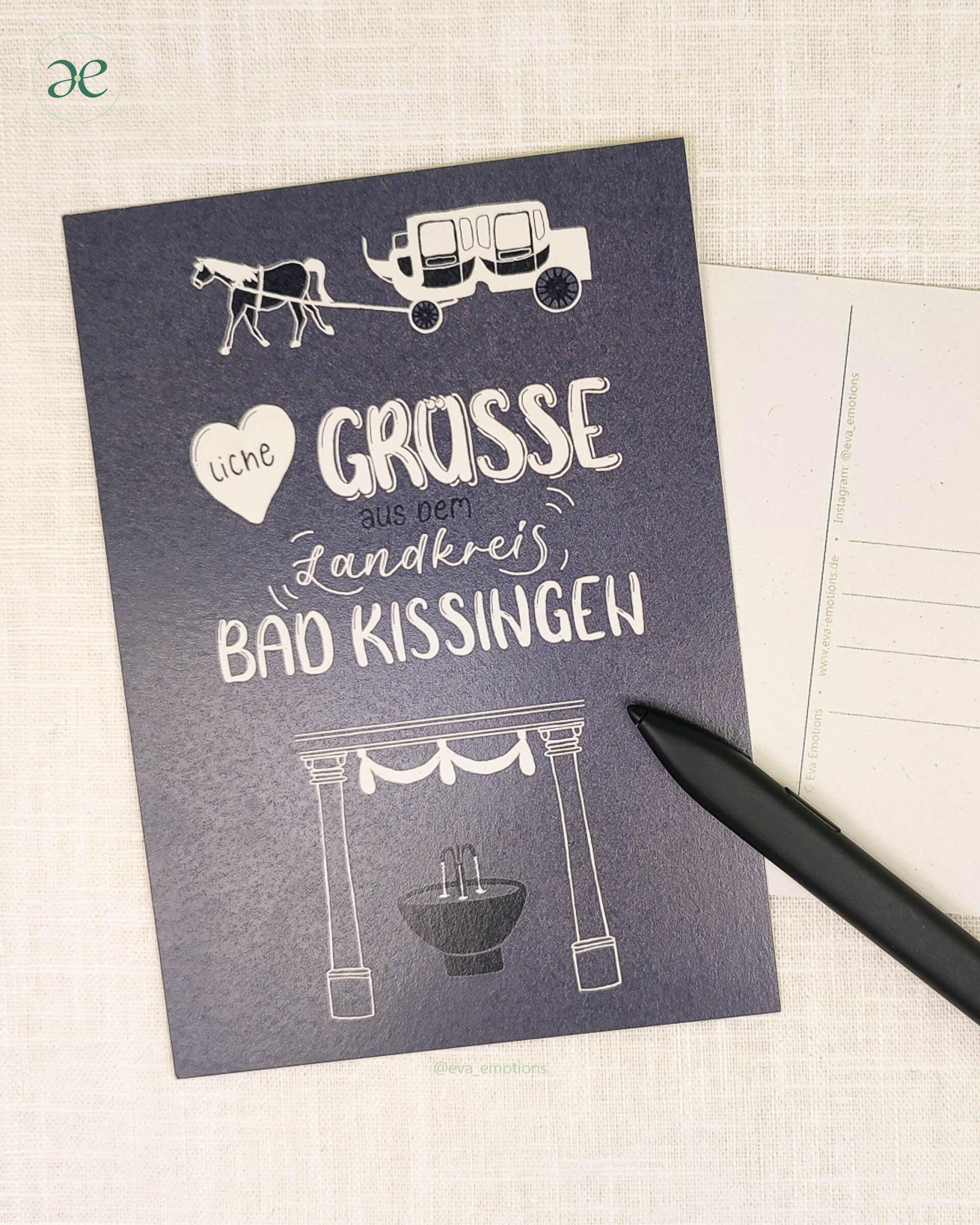 Postkarte Bad Kissingen Landkreis Pferdekutsche Grußkarte Bad Bocklet Motive