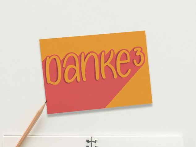 Postkarte Danke Lettering Spruch