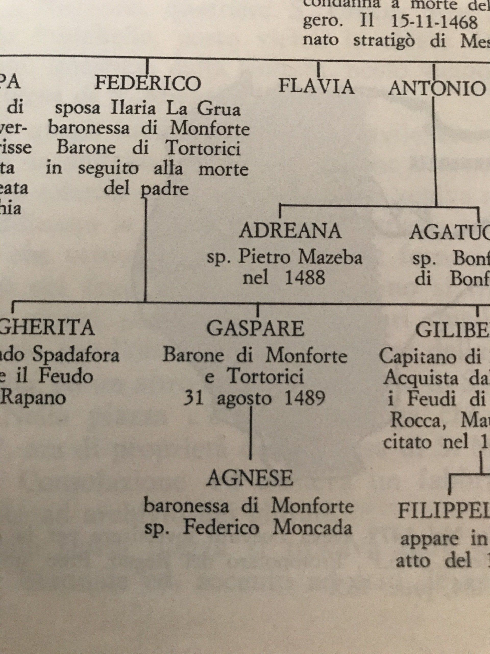 genealogia La Grua , Castagna Pollicino Moncada di Monforte