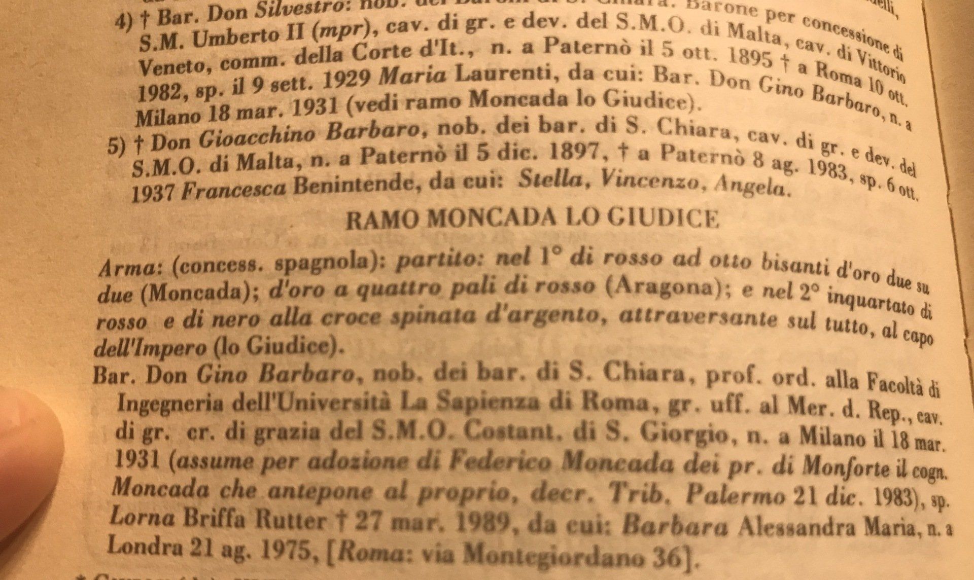 discendenza da don Federico Moncada e Trigona