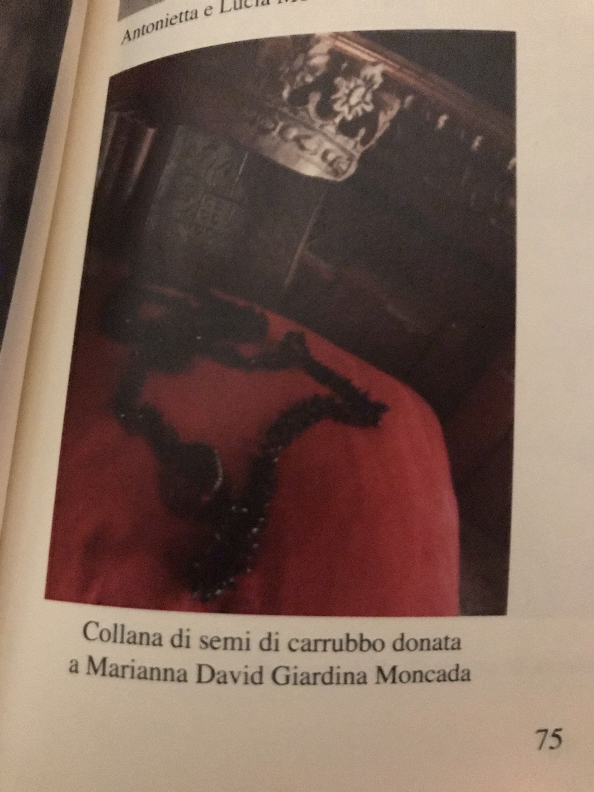 la collana di semi di carrubo della principessa Moncada.
