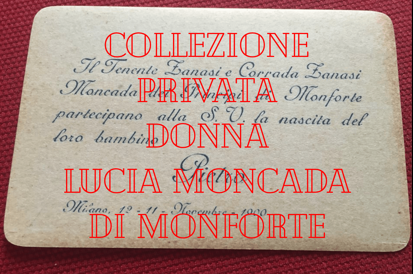 la nascita di Pietro Zanasi Moncada figlio di Corrado Moncada e Notarbartolo