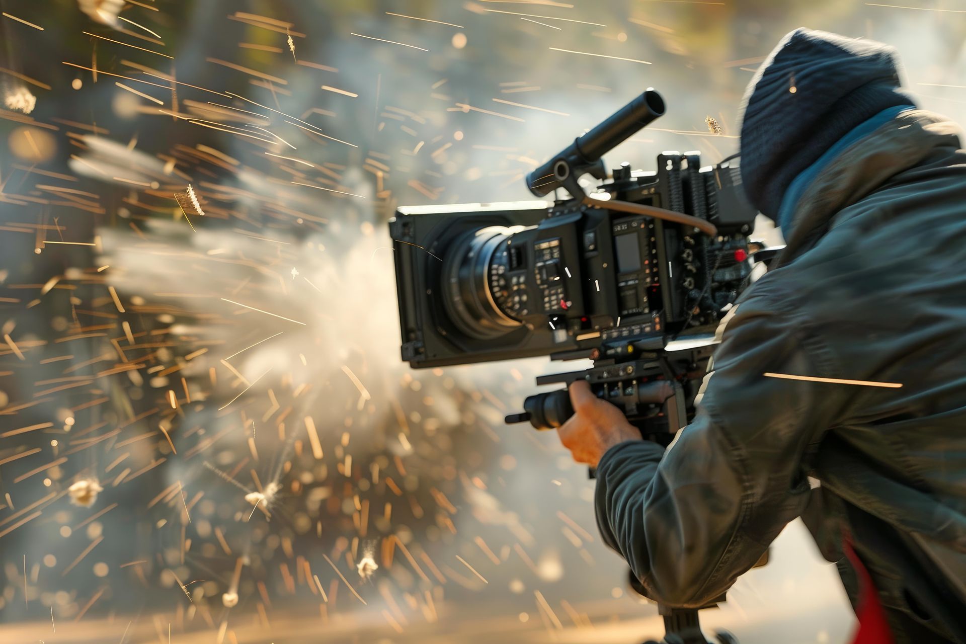 Film industry special effects using pyrotechnic cable cutters