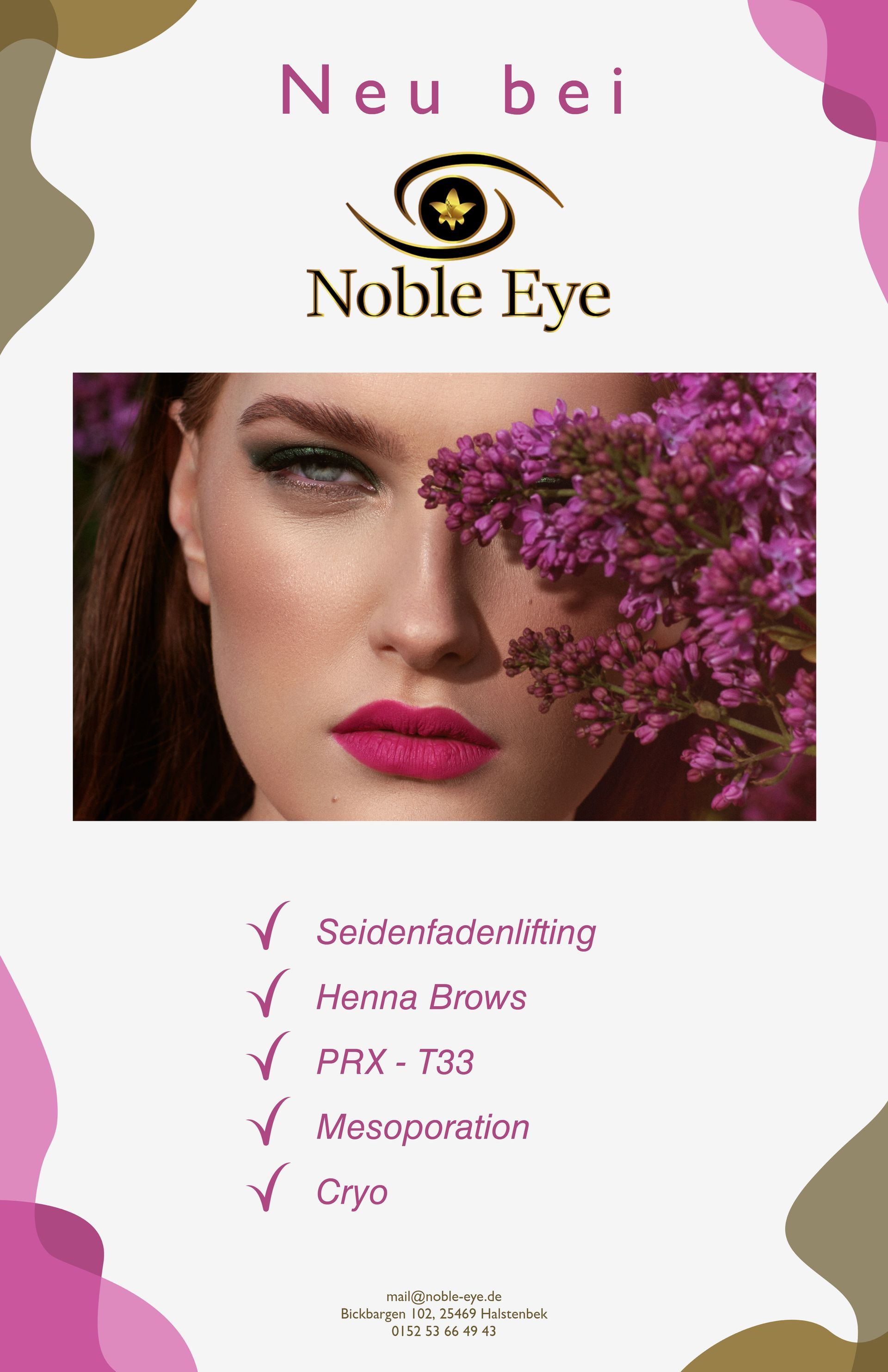 Neue Behandlungen bei Noble Eye Kosmetik Halstenbek Hamburg Cryo,  Hennabrows, Meso, Fadenlifting
