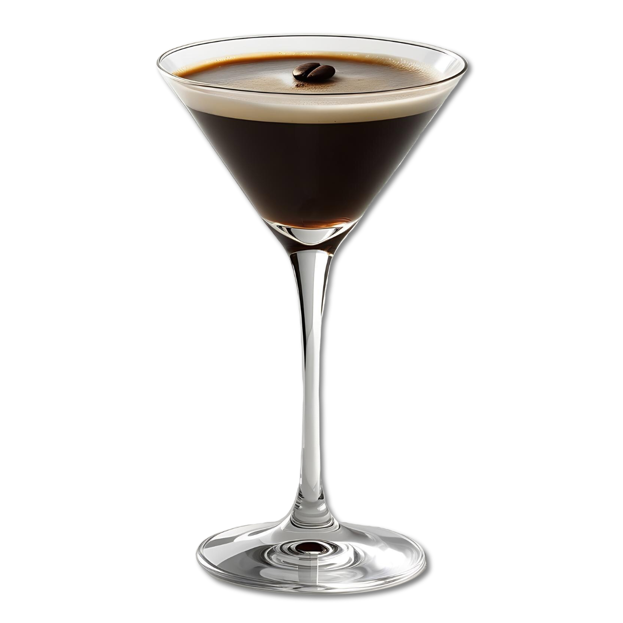 Espresso Martini Variante mit Premium Espresso von Covvi im Y-Shape Glas mit Kaffeebohne als Garnitur