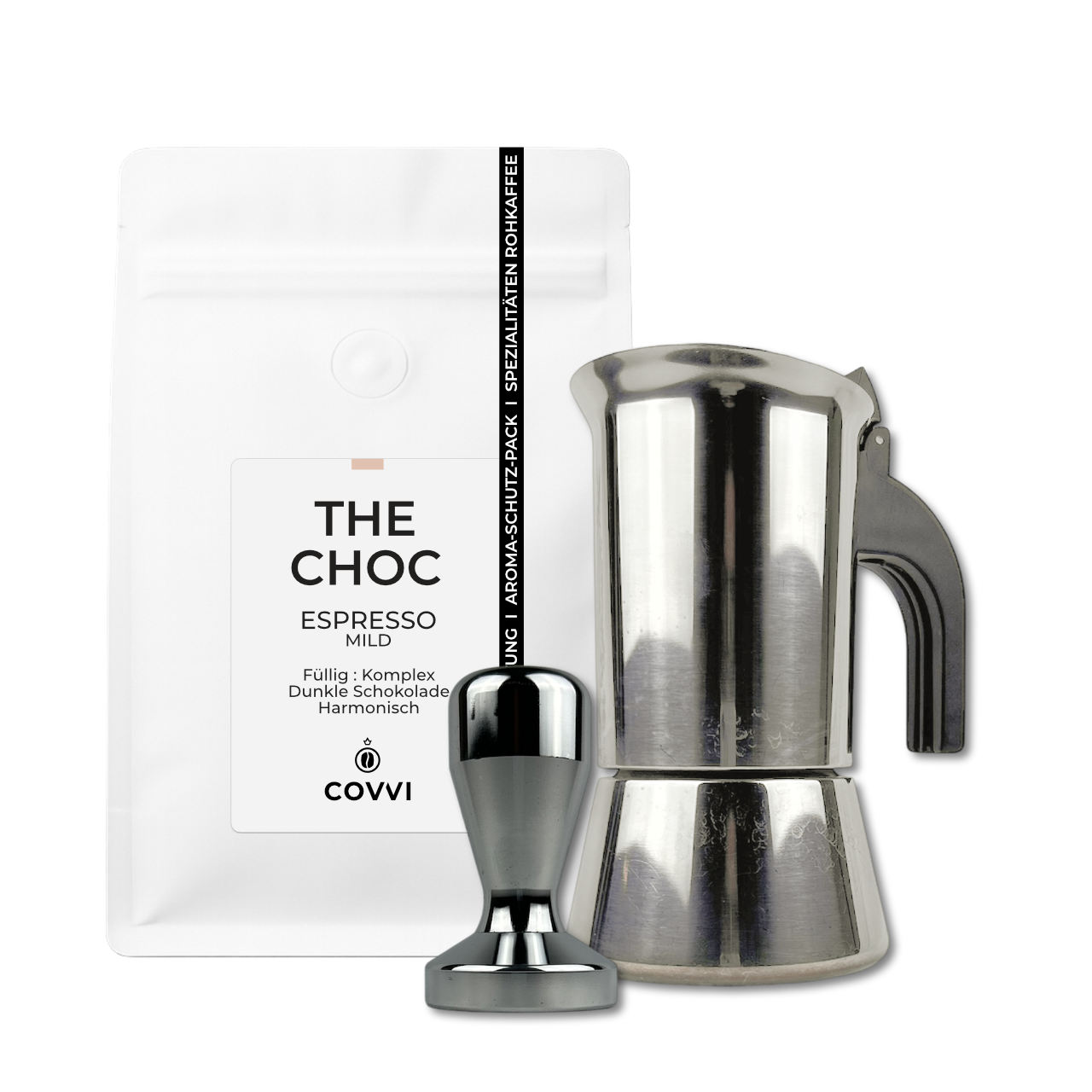 Mokka-Kanne + Tamper + Kaffeepaket