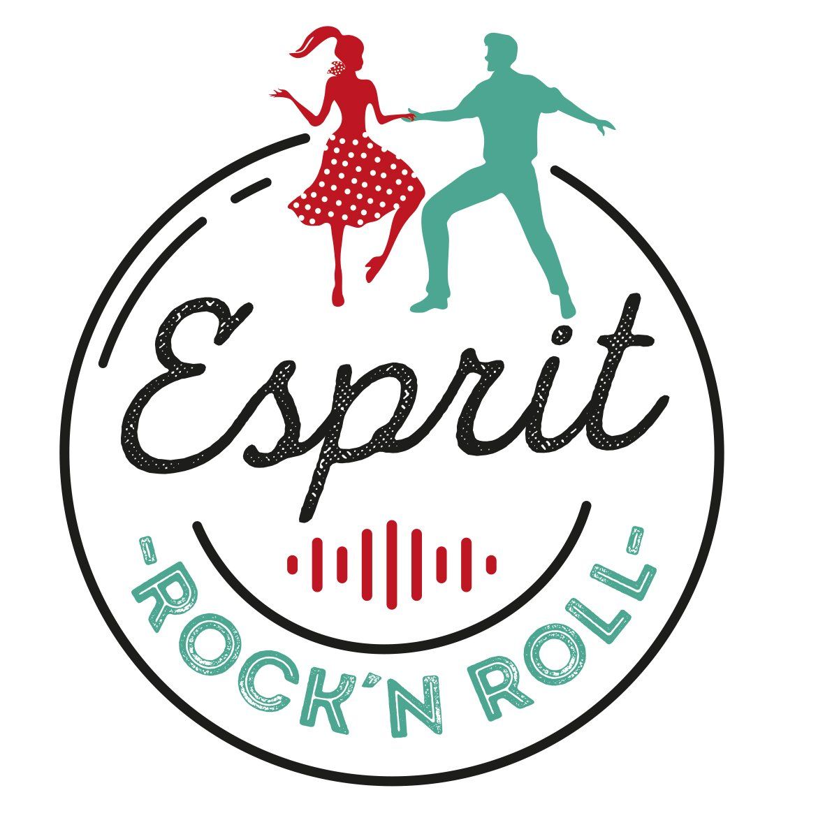 Esprit rock'n roll logo - spécialiste du rock acrobatique et des années 50/60 - spectacle de rock, concert, soirée