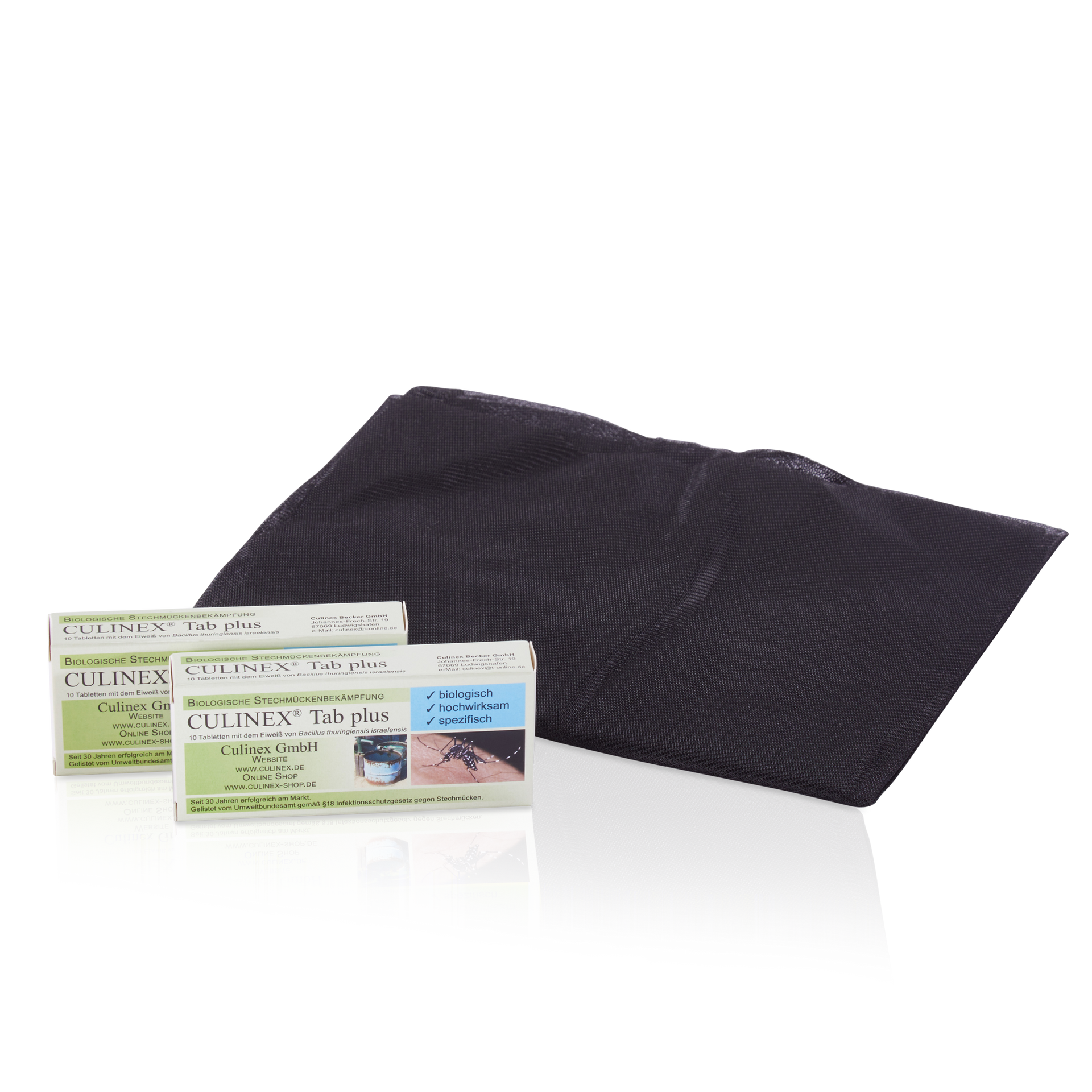 Das Regentonnen-Set der Culinex Becker GmbH, bestehend aus einem Regentonnennetz und Culinex Tab Plus.