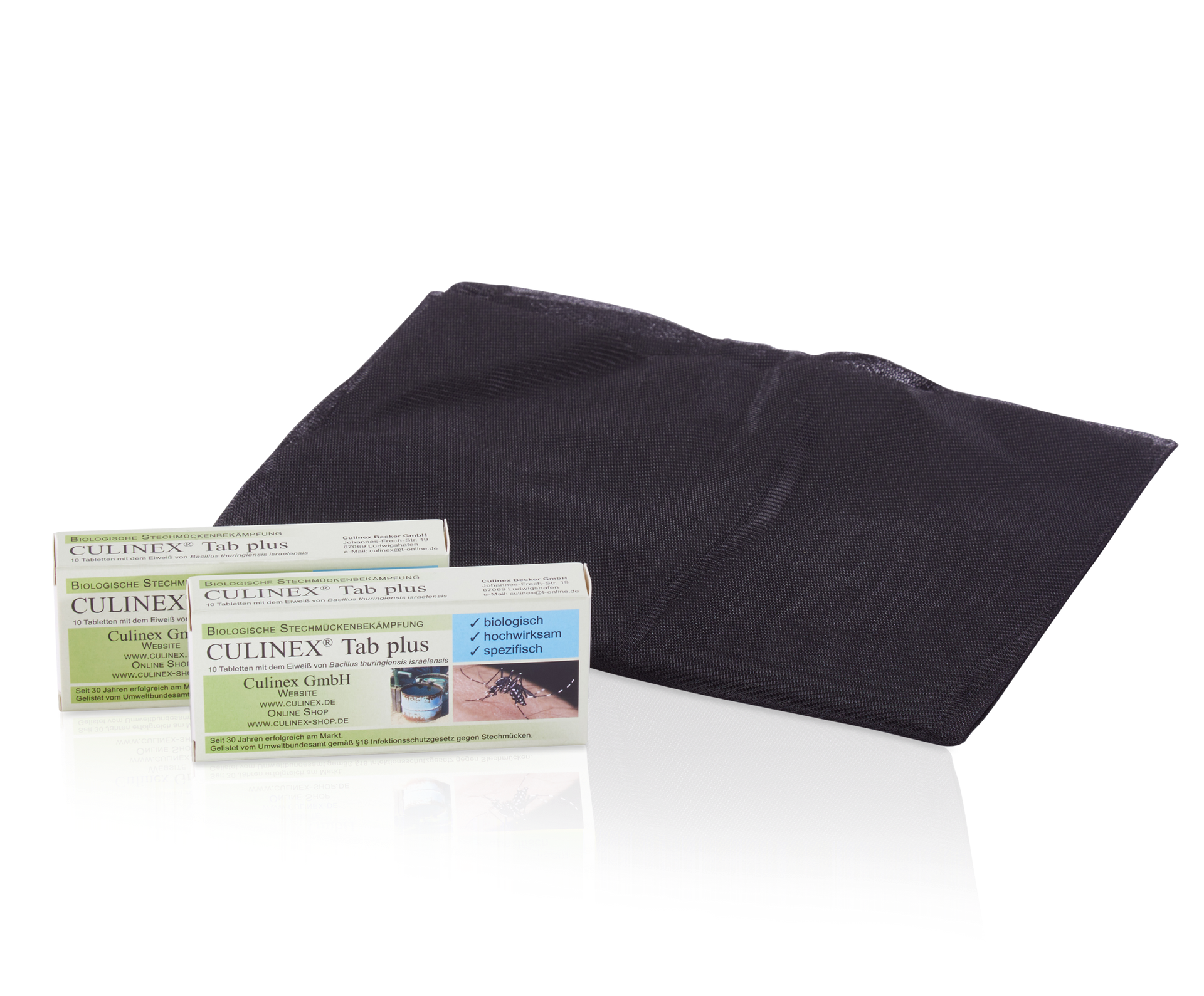 Das Regentonnen-Set der Culinex Becker GmbH, bestehend aus einem Regentonnennetz und Culinex Tab Plus