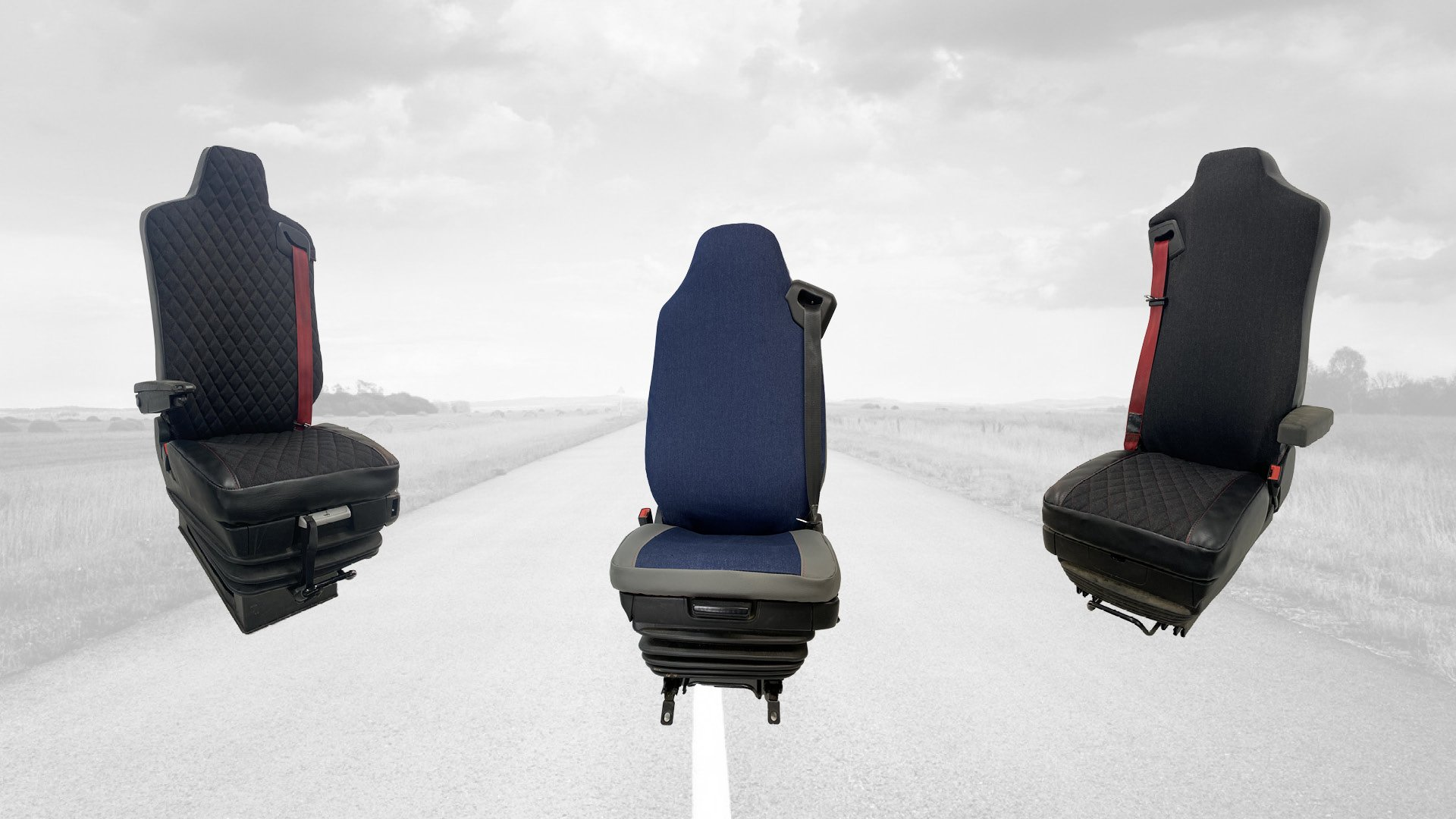 Les Housses Marchal en jean sur sièges poids lourds