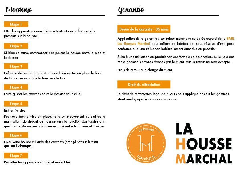 Housses Marchal notice de montage