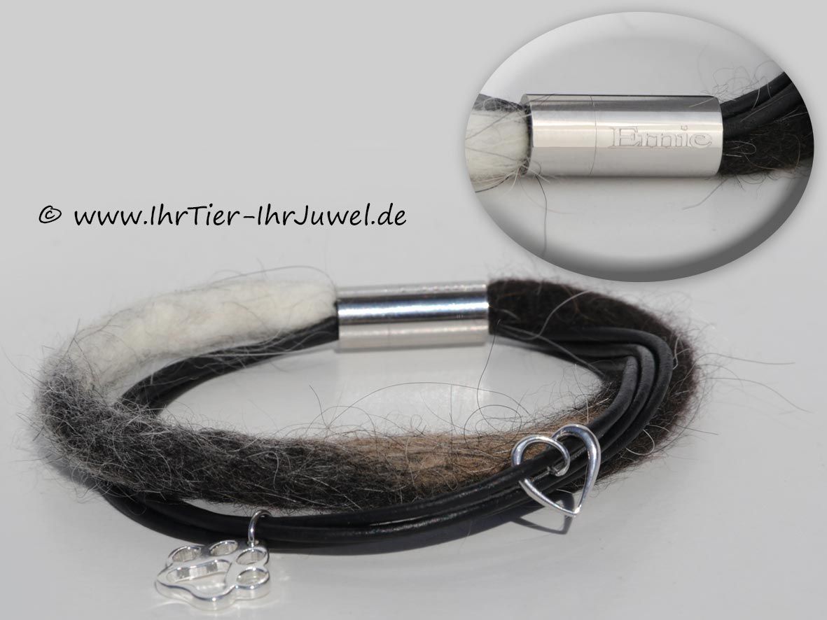 Armband aus Hundehaaren Gravurschmuck Berner Sennenhund