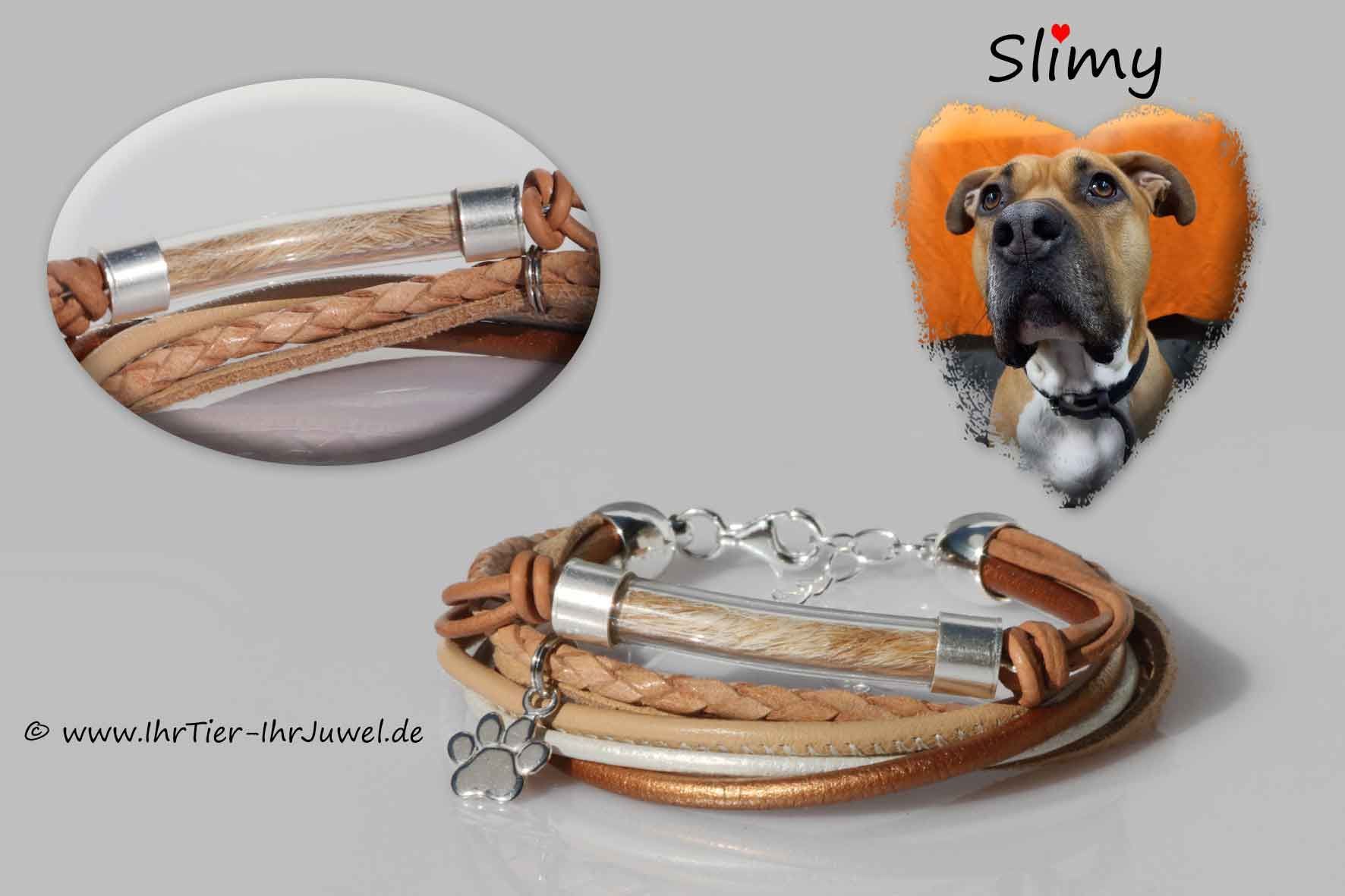 Armband mit Hundehaaren Fellandenken Felljuwelen Hundehaarschmuck