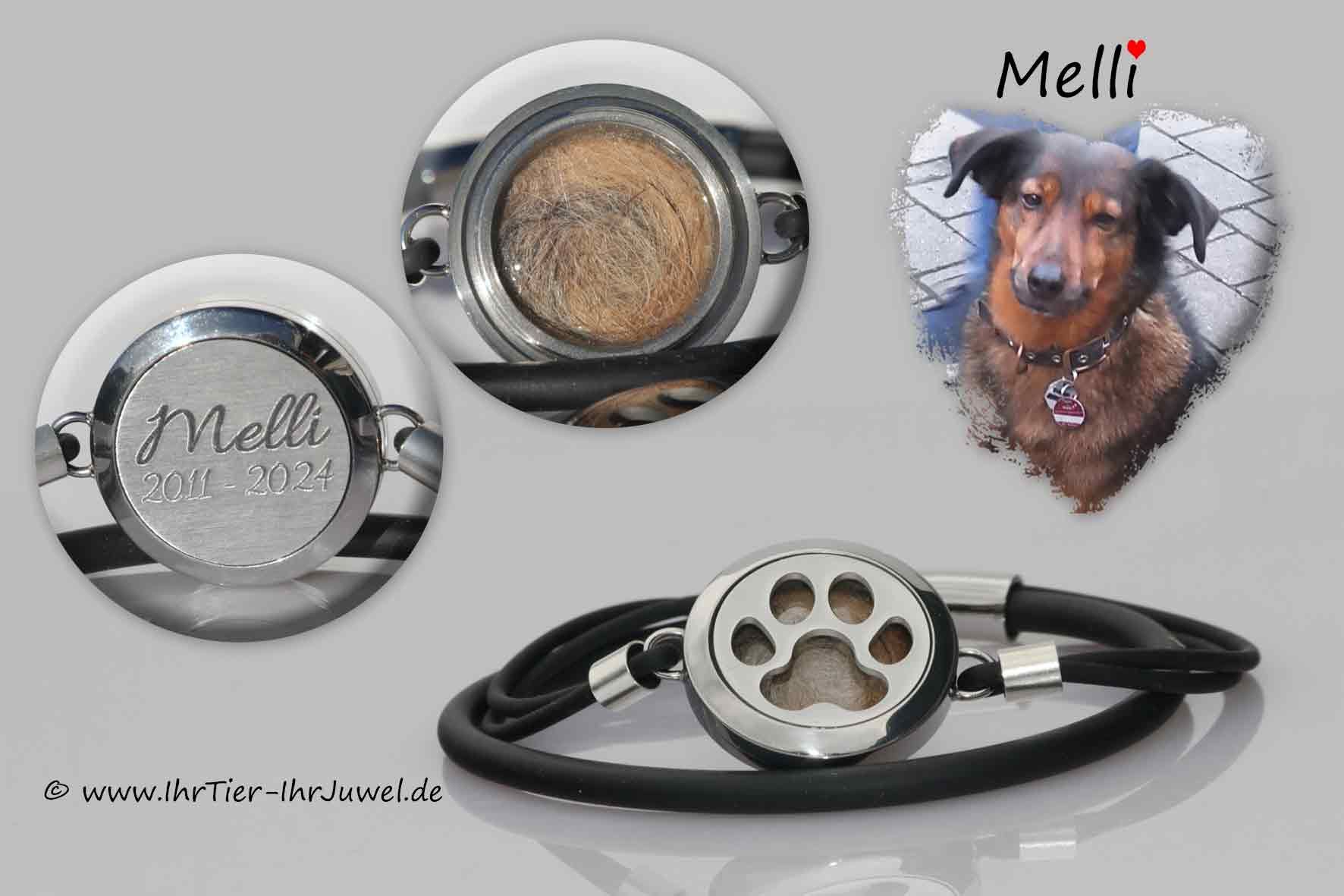 Armband mit Hundehaaren Fellandenken geliebter Hund