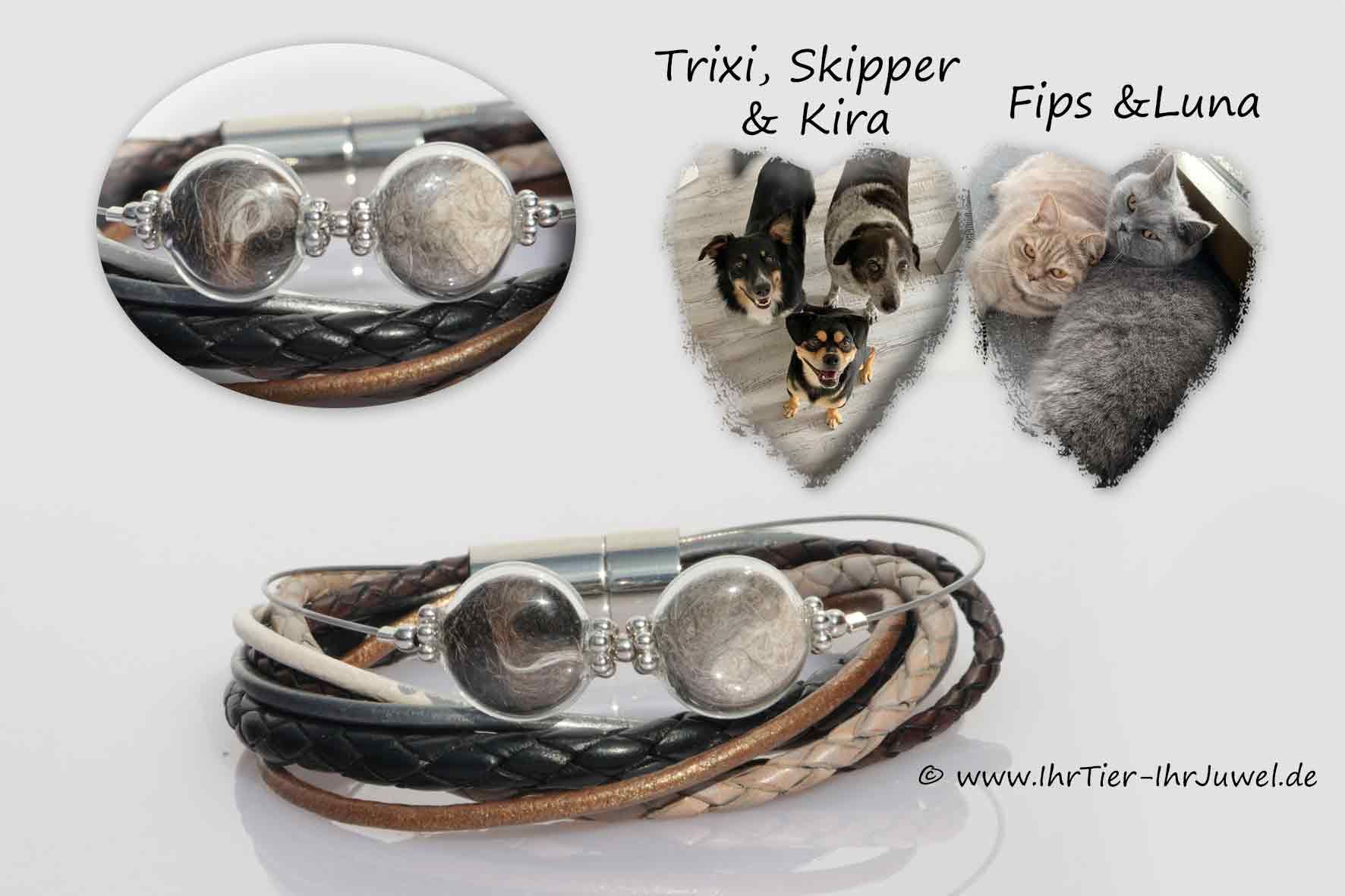 Armband mit Tierhaaren Hund und Katz