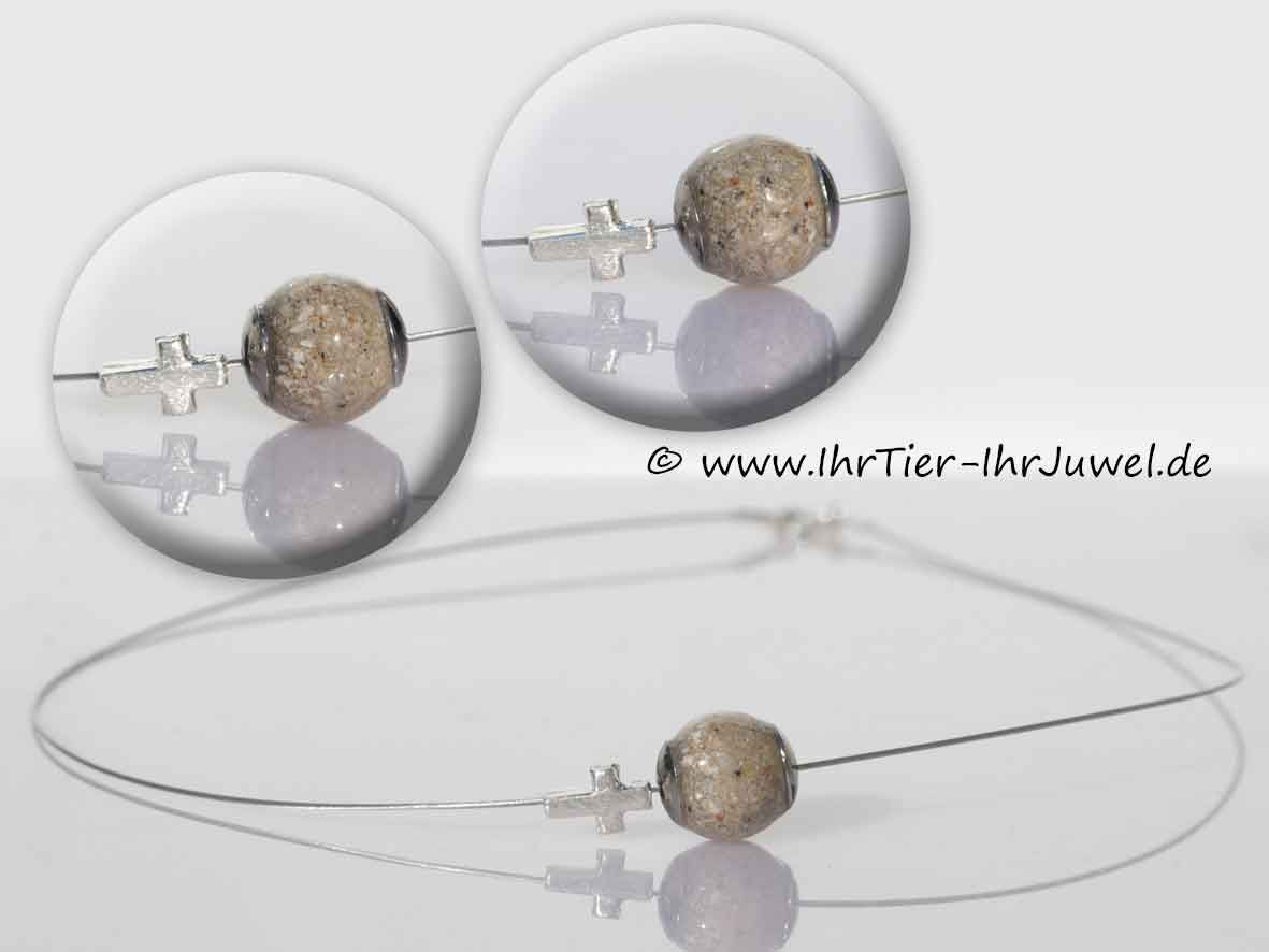 Ascheschmuck Gießharzperle mit Tierasche Kreuzschmuck Erinnerung