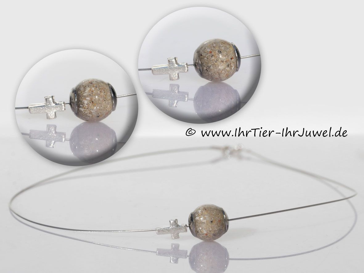 Ascheschmuck Gießharzperle mit Tierasche Kreuzschmuck Erinnerung