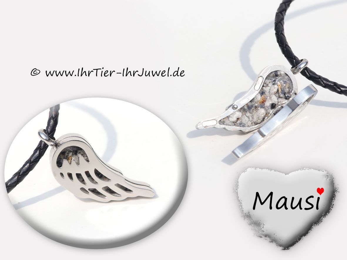 Ascheschmuck Medaillon Flügelmedaillon mit Tierasche in Gießharz