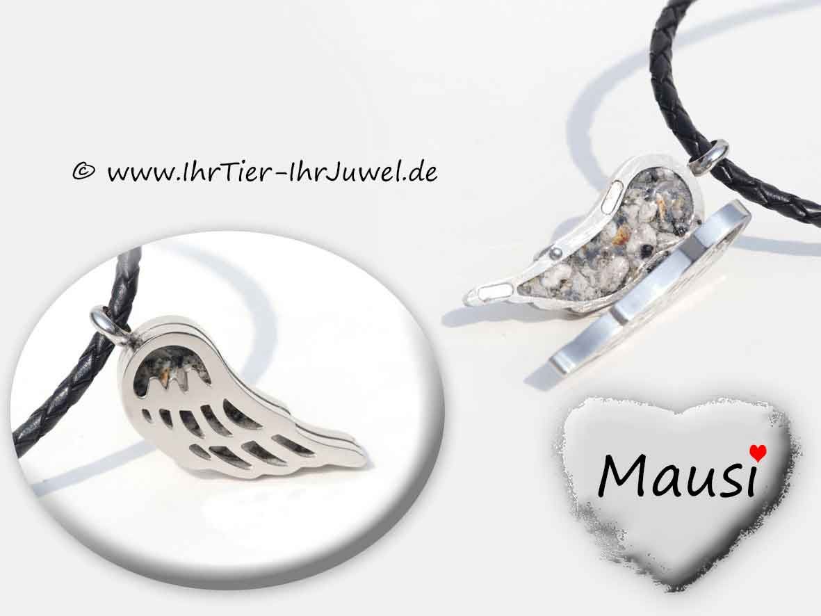 Ascheschmuck Medaillon Flügelmedaillon mit Tierasche in Gießharz