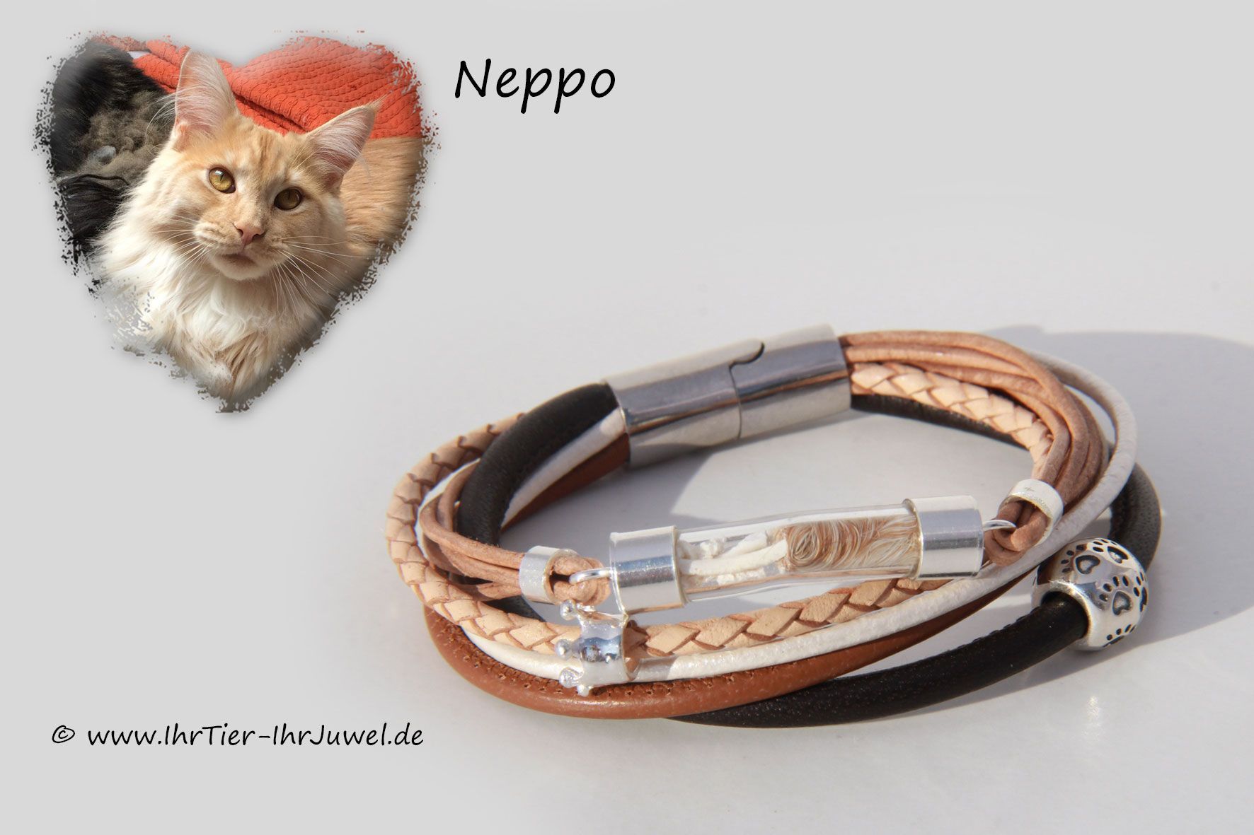 Gedenkschmuck Armband mit Asche und Katzenhaaren