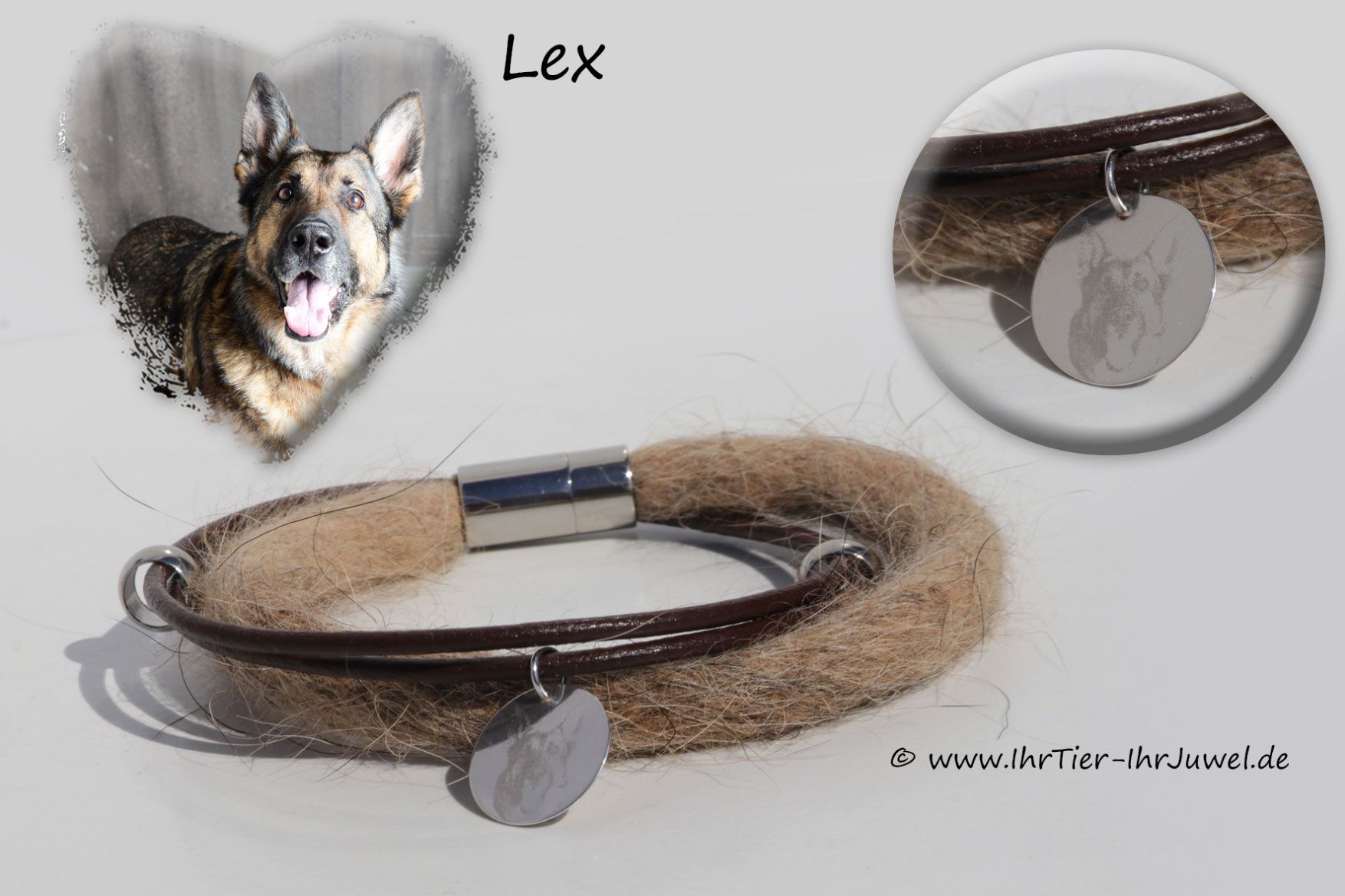 Erinnerungsschmuck Armband mit Fellstrang aus Hundehaaren