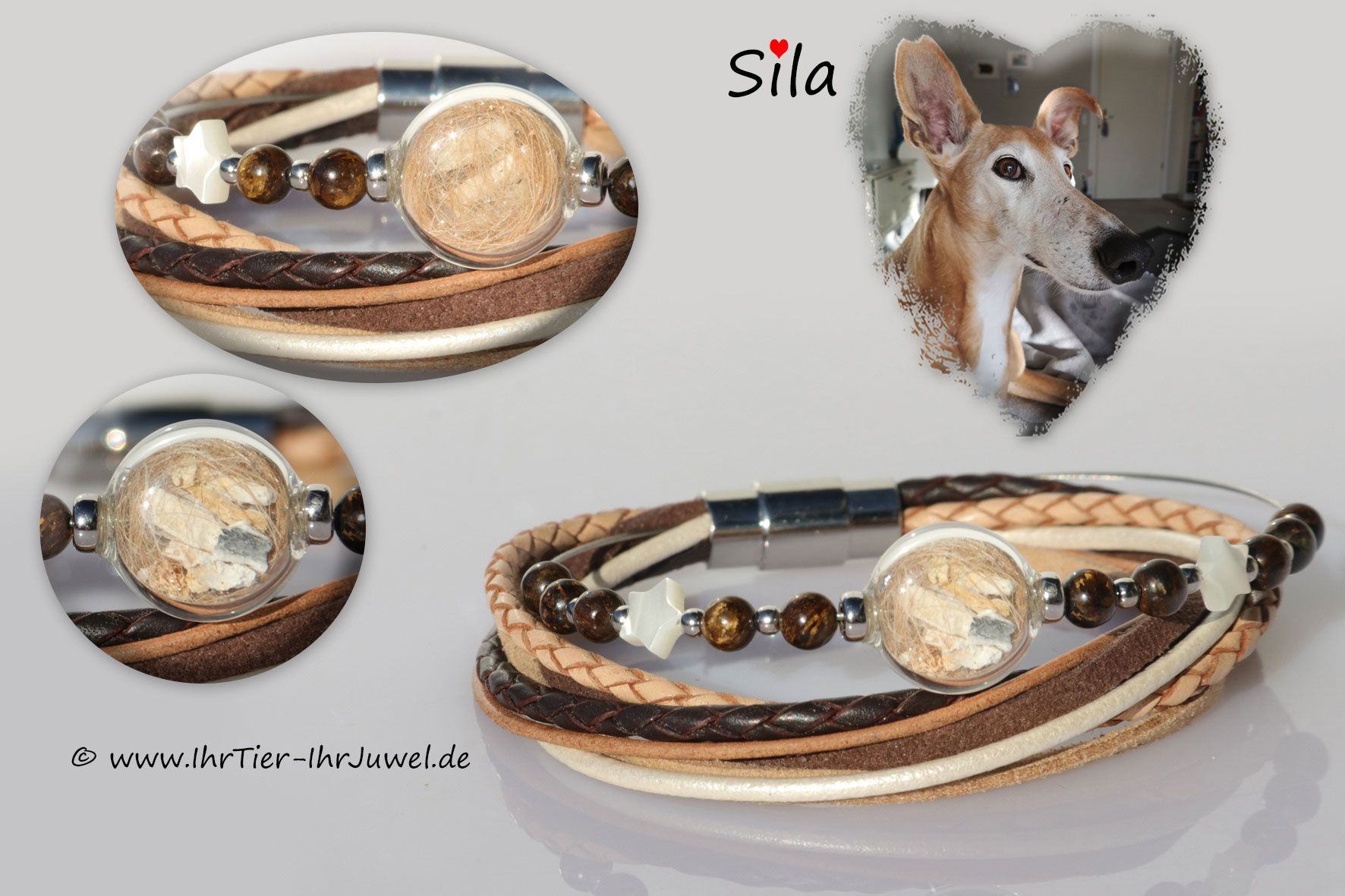 Erinnerungsschmuck Armband mit Hundehaaren Ascheschmuck Tiererinnerung