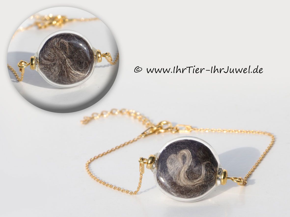 Erinnerungsschmuck Armband mit Katzenhaaren Tierhaarschmuck Tierhaarjuwel