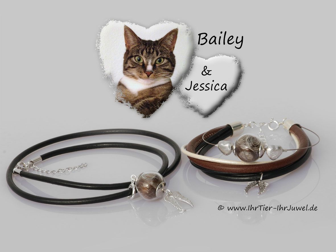 Erinnerungsschmuck Armband mit Katzenhaaren und Menschenhaar