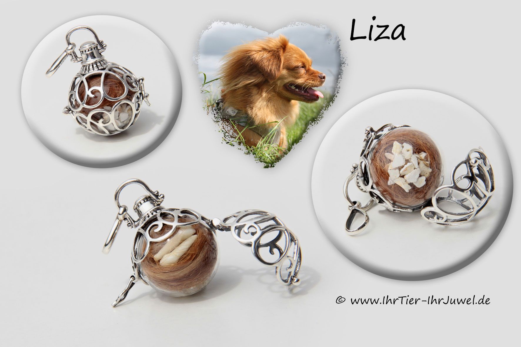 Erinnerungsschmuck Engelsflüsterer mit Tierhaaren Ascheschmuck Zahnschmuck