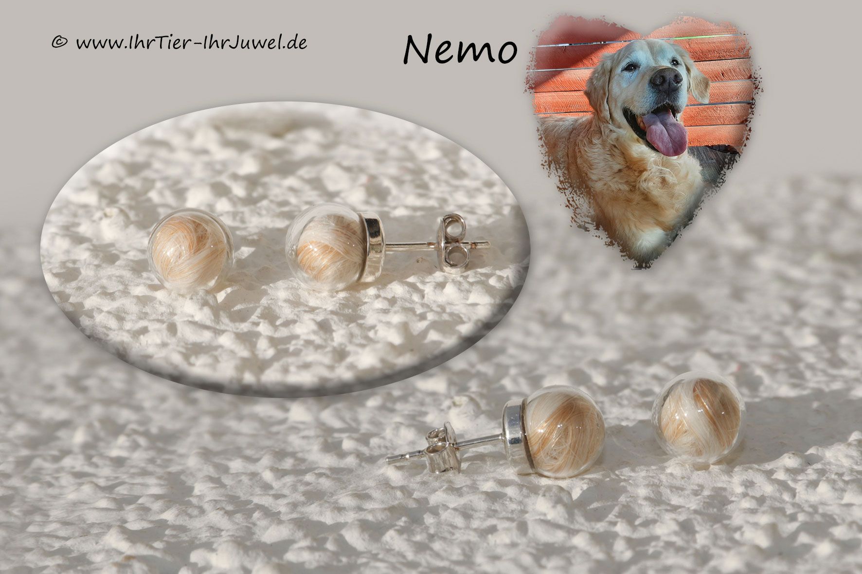 Erinnerungsschmuck Glasperlenohrringe mit Tierhaar Tierjuwelen