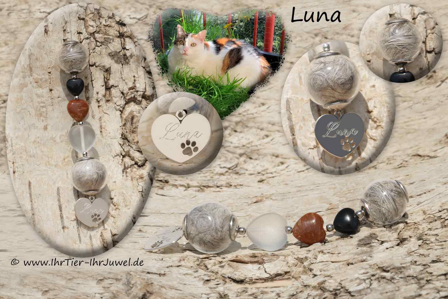 Erinnerungsschmuck Herzensschmuck Anhänger mit Katzenhaaren Gravurschmuck