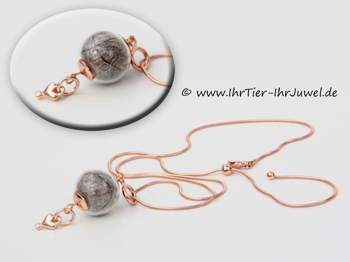 Erinnerungsschmuck Kette Glasperle mit Hundehaar Herzensschmuck