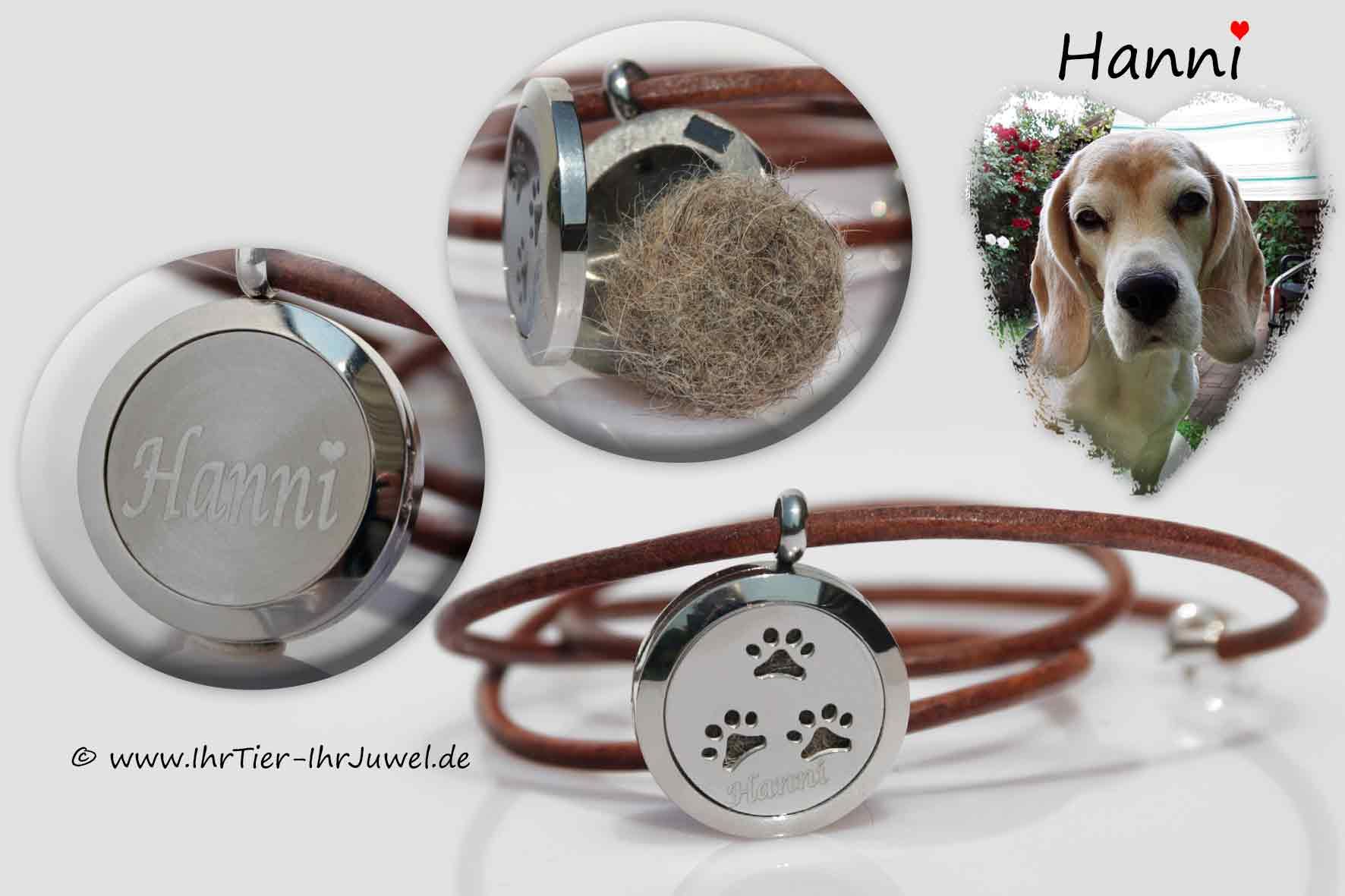 Erinnerungsschmuck Medaillon mit Hundehaaren Fellandenken Gravurschmuck