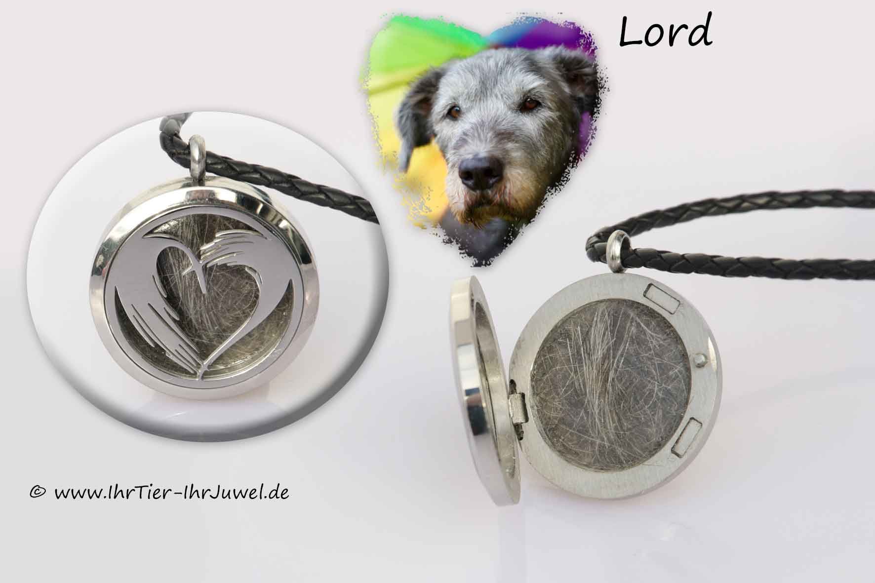 Erinnerungsschmuck Medaillon mit Hundehaaren Tierhaarjuwel Fellandenken