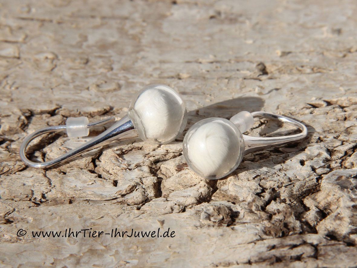 Erinnerungsschmuck Ohrringe mit Tierhaaren geliebte Katze