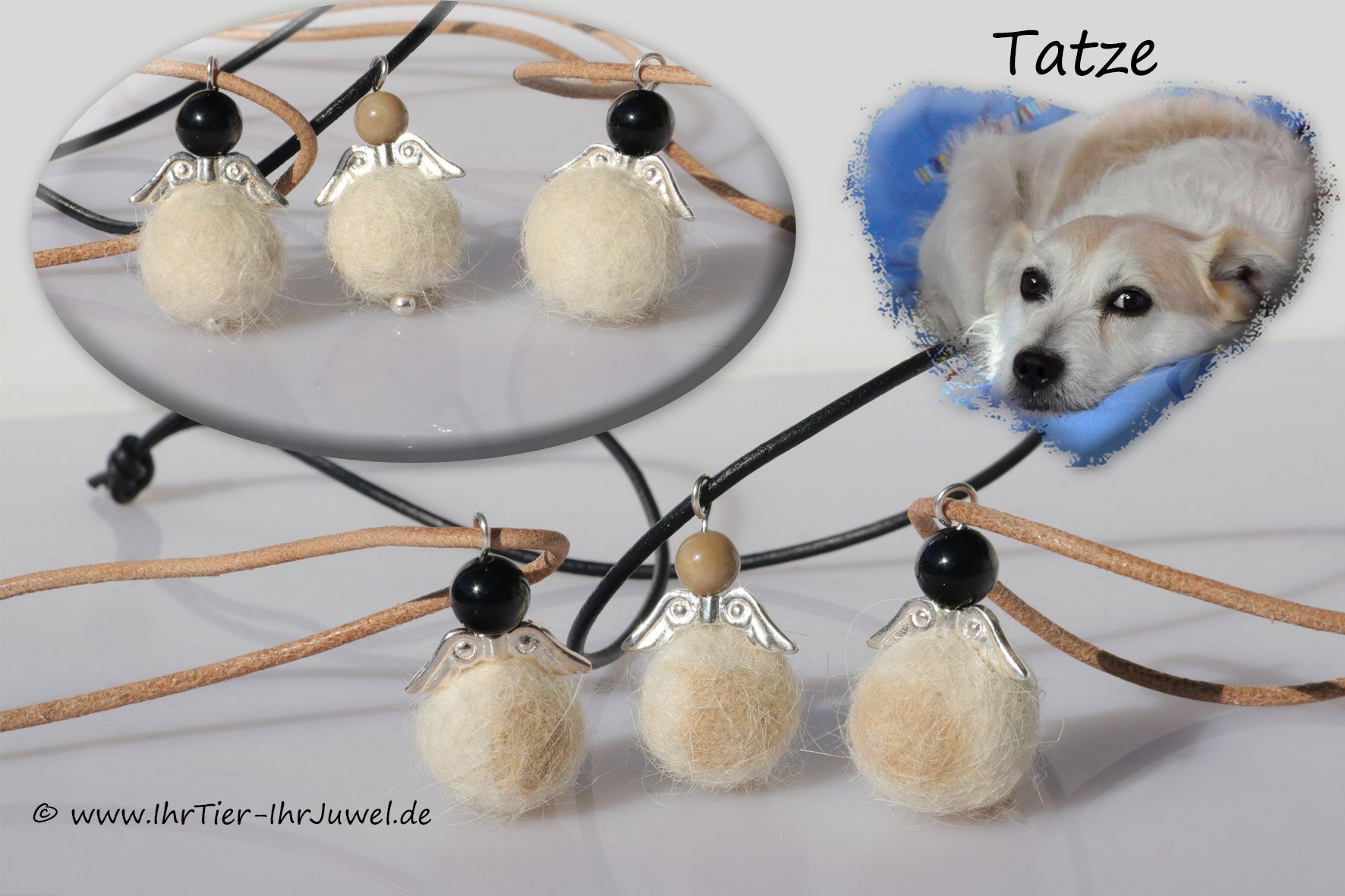 Erinnerungsschmuck Schutzengel mit Fellperle aus Hundehaar