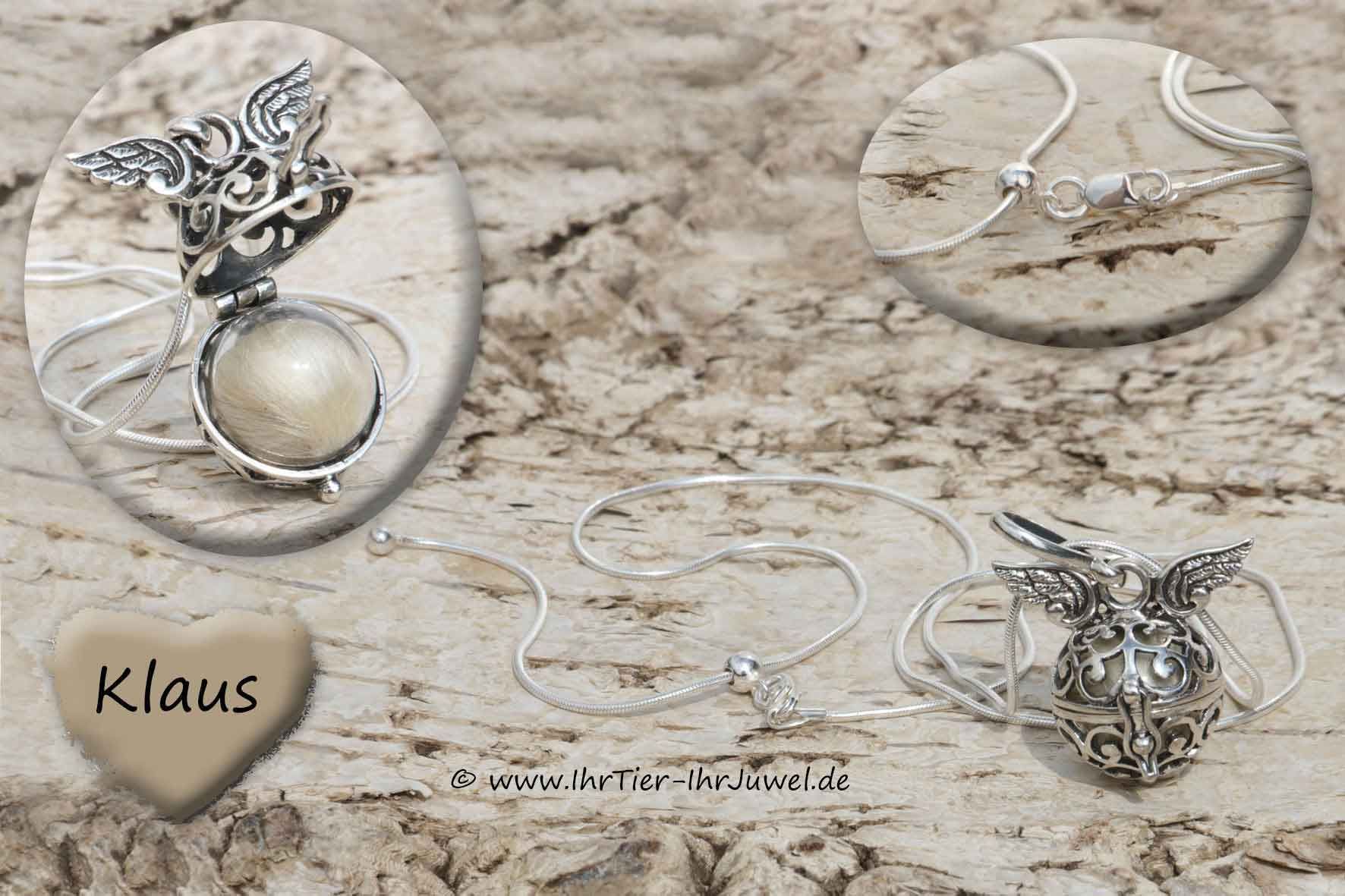 Erinnerungsschmuck an verstorbenen Vater Engelsflüsterer mit Menschenhaaren