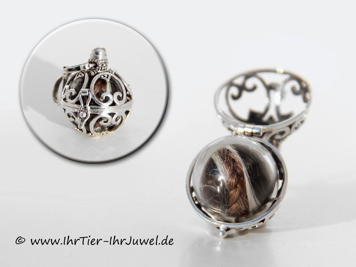 Erinnerungsschmuck Engelsrufer mit Hundehaaren Hundezähnchen Ascheschmuck